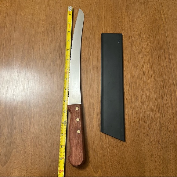 Bread Knife 16" Mercer Praxis Curved 10" Blade Rosewood Handle with Knife Guard - Picture 10 of 10